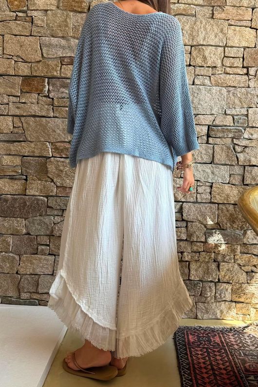 Conrad Grunge Loose Cotton Knit Lladro Blue
